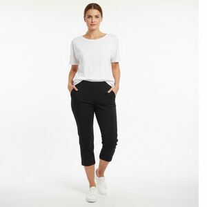 Stehmann INA-530 Crop Pull On Capri Trouser Black Size 10 Flattering Pants
